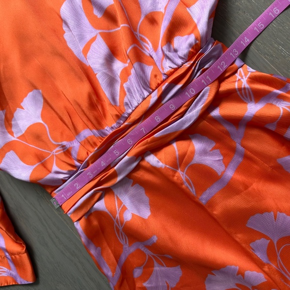 Andres Otalora Heliconia Floral Maxi Dress Ruffle Orange Purple - Size 4 - Picture 11 of 13